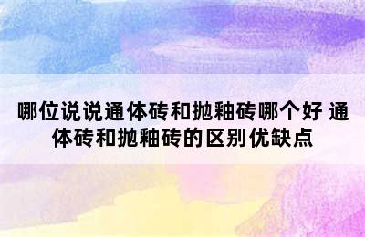 哪位说说通体砖和抛釉砖哪个好 通体砖和抛釉砖的区别优缺点